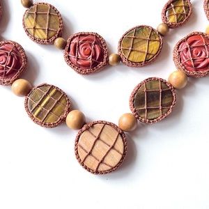 Necklace Bracelet Jasper Tiger Eye Stone Wood Natural Artisan Designer Crafted